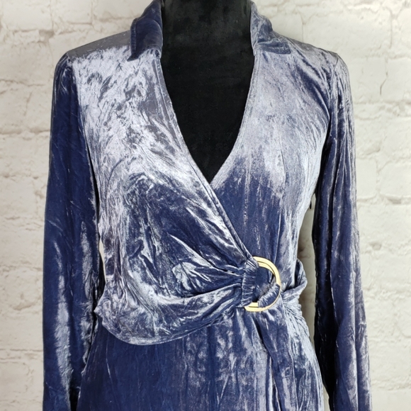 Anthropologie Maeve blue velvet shirt dress NWT 0 - Picture 2 of 8